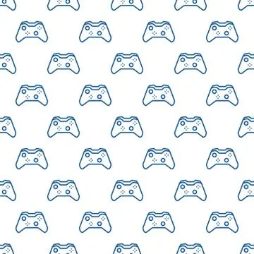 Gamepad vector outline geometric seamless pattern Illustrazione stock