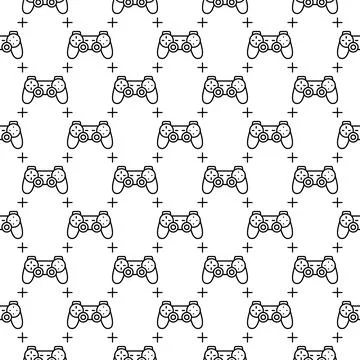 Gamepad vector Videogames Controller seamless pattern in thin line style Illustrazione stock