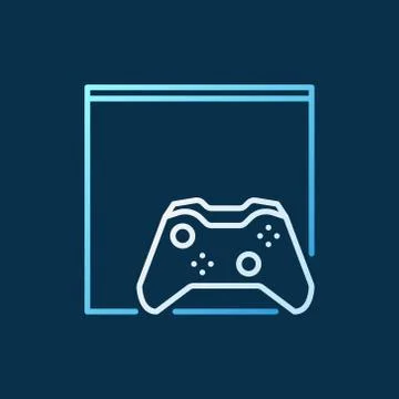 Gamepad with Video Game console colored outline icon Stock Illustration
