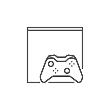 Gamepad with Video Game console icon in outline style Stock Illustration
