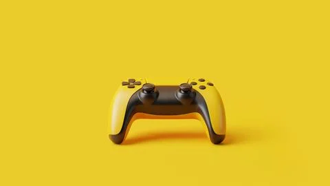 Gamepad on a yellow background with copy space. Joystick for video game Stock Illustration