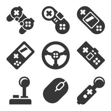 Gamepads Icons Set. Game Controllers on White Background. Vector 库存插图