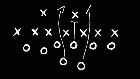 Gameplan Strategy  Scheme on a Black Chalk Board Animation Video stock 195590108