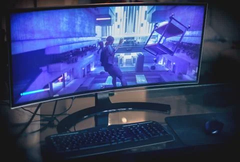 Gameplay of Control a sci-fi videogame by Remedy Entertainment running on an Stock Photos