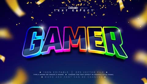 Gamer 3D Text Effect Design Editable and Scalable Vector Graphic Style Effect Stock Illustration