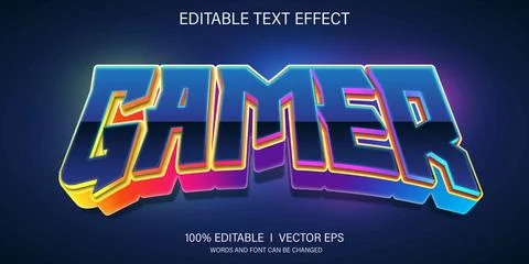 Gamer 3d vector text effect with modern style design Stock Illustration
