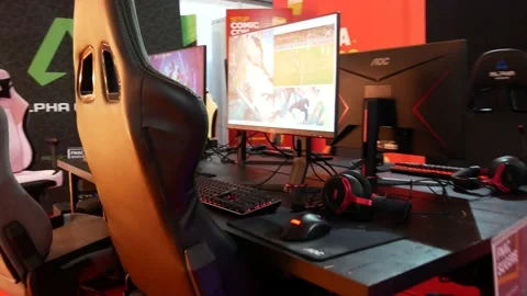 Gamer Computer  Setup Stock Footage 225552073