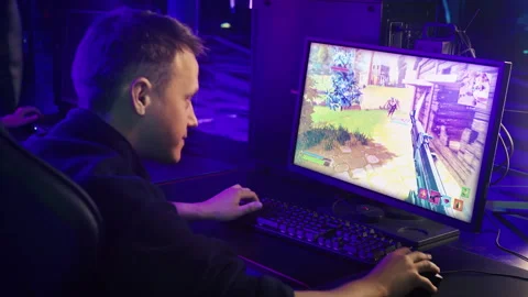 Gamer Defeated By Enemy On Stream Of Internet Mode In Battle Royale Game Stock Footage 247212506