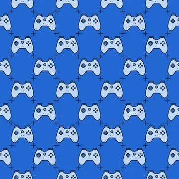 Gamer Game Controller vector Gamepad colored blue seamless pattern Illustrazione stock