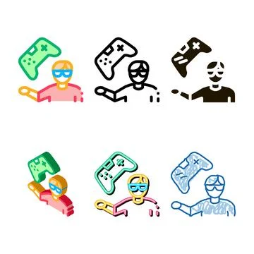 Gamer gaming icon diversity vector outline Illustrazione stock