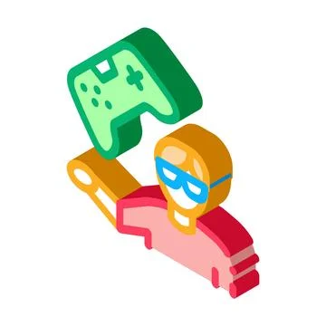 Gamer gaming isometric icon vector illustration color Stock Illustration