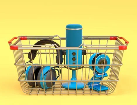 Gamer gears like mouse, keyboard, web camera, headphones and microphone Illustrazione stock