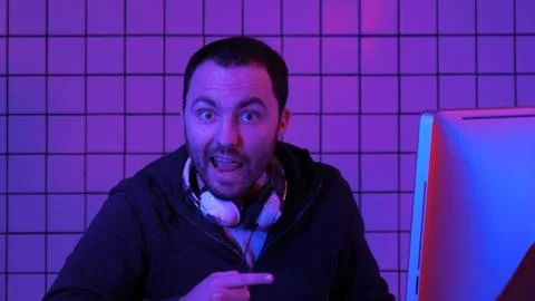 Gamer, hacker, programmer talking about the best software, game, program on the Stock Photos