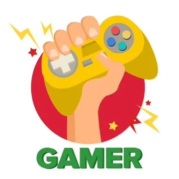 Gamer Hand With Joy Stick Vector. Game Concept. Video Game Console, Controller Stock Illustration