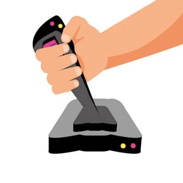 Gamer hand using video game joystick control Illustrazione stock