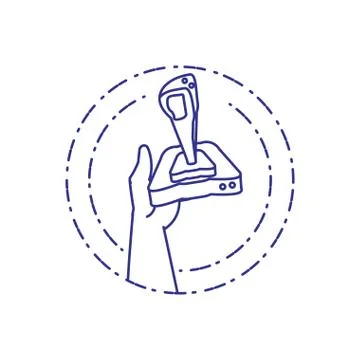 Gamer hand using video game joystick control Illustrazione stock