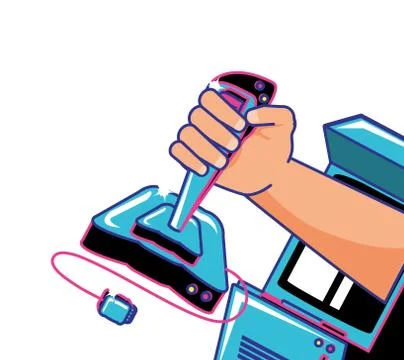 Gamer hand using video game joystick control Stock Illustration