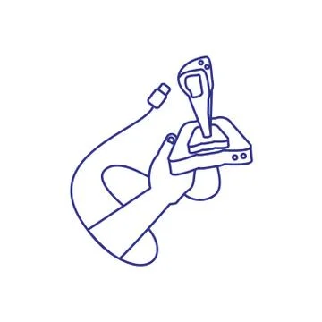 Gamer hand using video game joystick control Stock Illustration