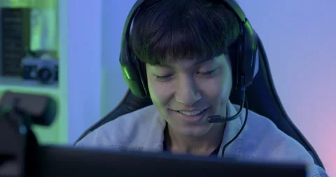 Gamer having live stream and playing in Online Video Game. Stock Footage 150841777