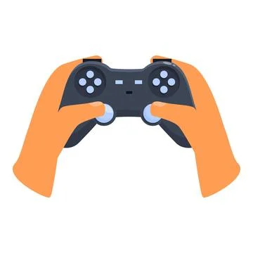 Gamer holding a video game controller playing console Stock Illustration