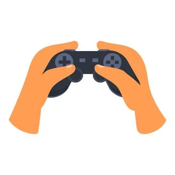Gamer holding a video game controller with both hands Illustrazione stock