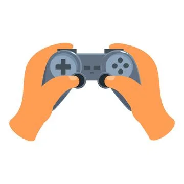Gamer holding a video game controller playing console Stock Illustration