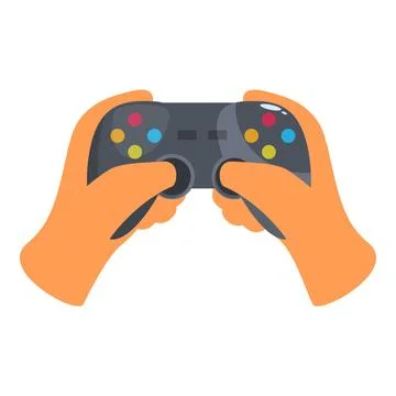 Gamer holding a video game controller with both hands Illustrazione stock