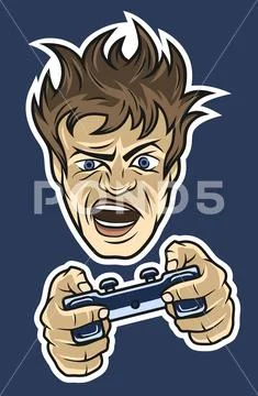 Gamer with a joystick. On dark background. Stock Illustration