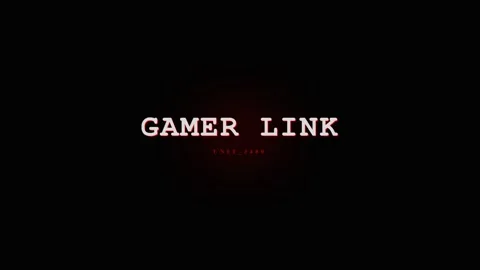 Gamer Link Text Intro Title Screen with Glitch Effect and Red Glow Stock Footage 331568174