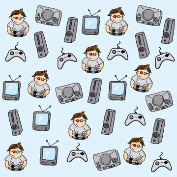 Gamer pattern over blue background vector illustration Illustrazione stock