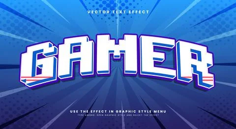 Gamer Pixel Style 3d editable text effect Stock Illustration