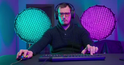 Gamer Play A Computer Game Stock Footage 273507336