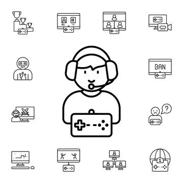 Gamer, player, game controller flat vector icon in esport pack 스톡 일러스트