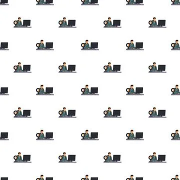 Gamer playing computer game seamless pattern Stock Illustration