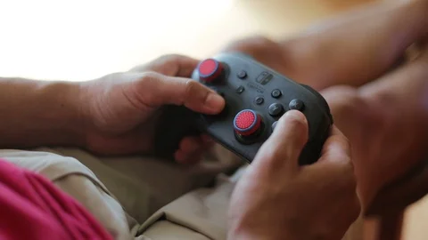 Gamer playing  on Nintendo Switch. Stock-Footage 109324479