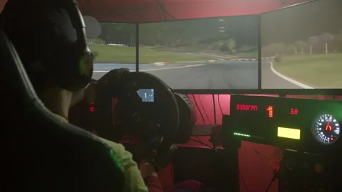 Gamer Playing In A Simulator Video stock 169372442