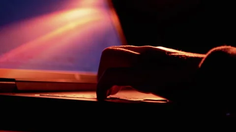 Gamer Playing Video Game at Computer in a Virtual Room at Night, Close up Stock Footage 263343032