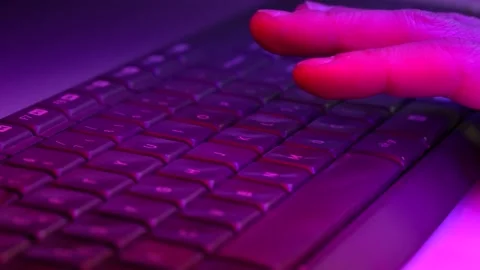 Gamer, programmer is connection internet with personal computer. PC. Macro sh Stock Footage 172532475