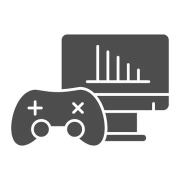 Gamer testing solid icon. Gamepad or joystick and game chart monitor symbol Stock Illustration