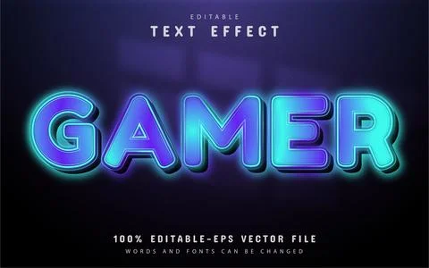 Gamer text effect neon style Stock Illustration