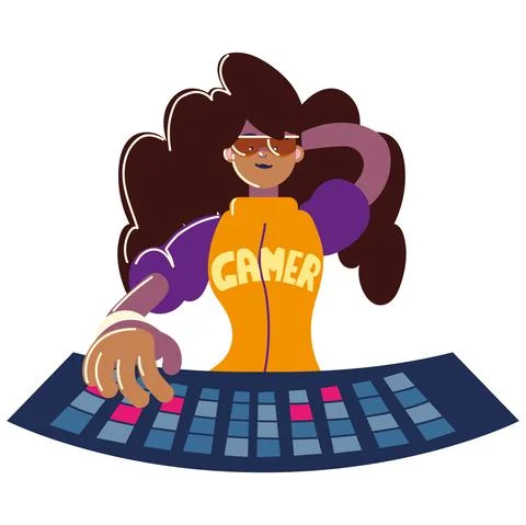 Gamer using keyboard Stock Illustration