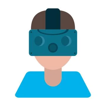Gamer with virtual reality augmented device Illustrazione stock