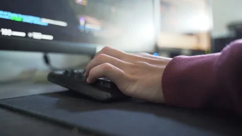 Gamer's Hand, while Playing fps game in his Room Stock Footage 139091363