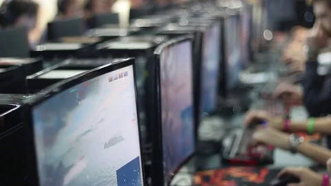 Gamers playing on eSports event Stock Footage 72417064