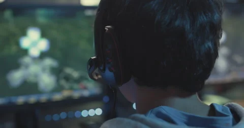 Gamers playing multiplayer video games online Stock Footage 168245720