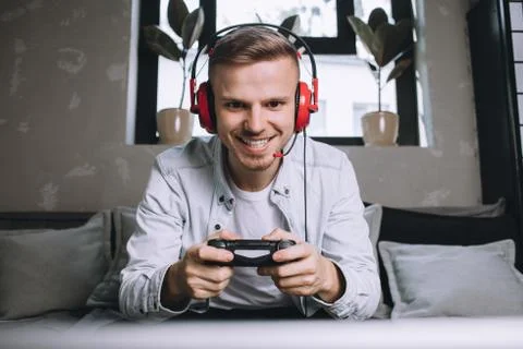 Gamers playing party Stock Photos
