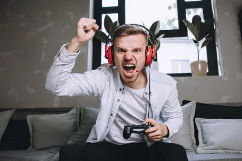 Gamers playing party Foto stock