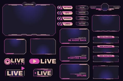 Gamers Stream Screen Frames 스톡 일러스트