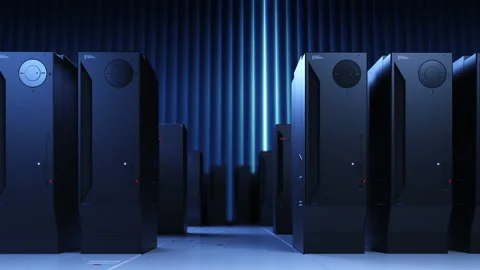 Games and cloud streaming. a room with a lot of servers. the concept of calcu Stock Footage 148295565