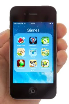 Games on an apple iphone 4s Stock Photos